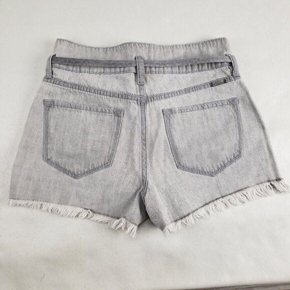 Kancan Tamsin Belted Jean Short Womens Small Gray High Rise Raw Hem Denim Cotton - Picture 5 of 11